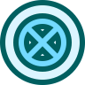 cyan circle X
