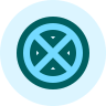 cyan circle X
