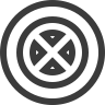 white circle X