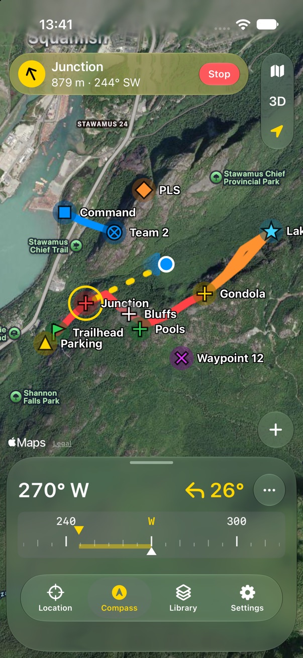 Compass tape under the map